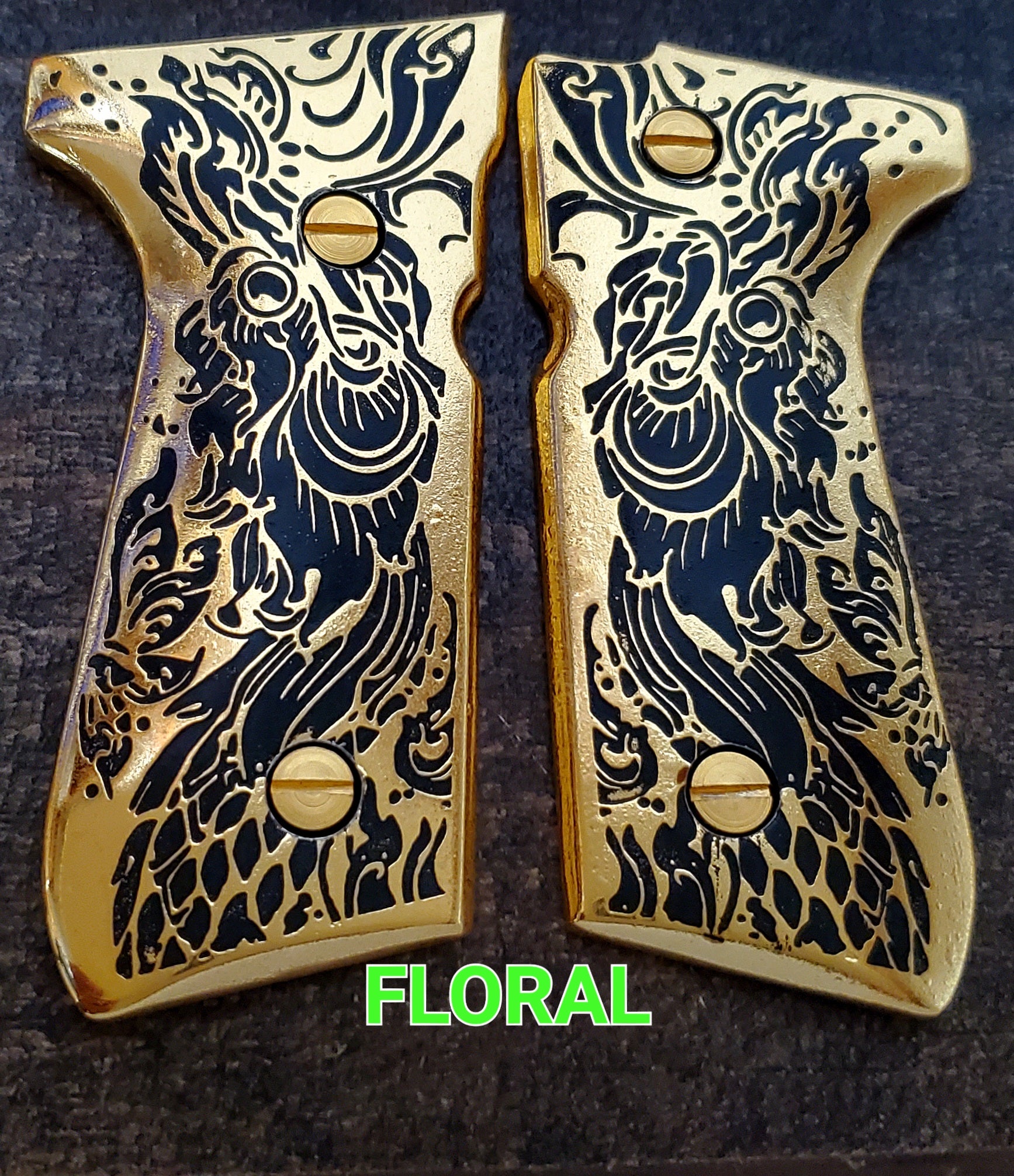 varios styles gold and silver custom made beretta 92fs cachas pistol grips 24k gold Plated