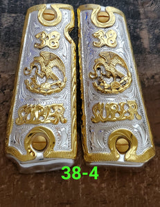 38 super varios style eagle centenario 1911 govermment gun grips cachas 24k gold plated