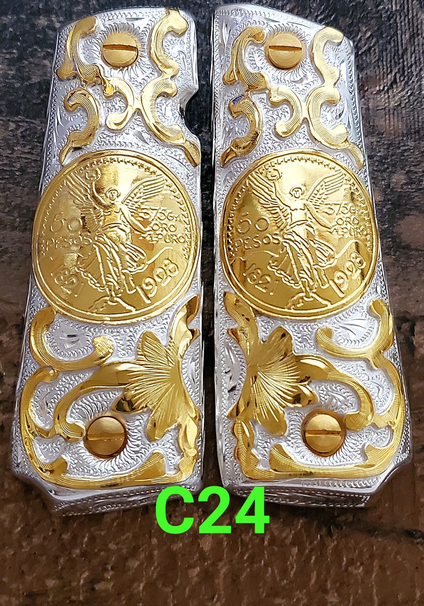 Centenarios coin many styles 1911 full size mexican premium gun grips cachas gold plated