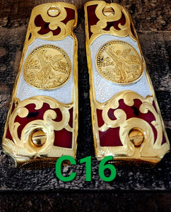 Centenarios coin many styles 1911 full size mexican premium gun grips cachas gold plated