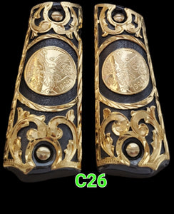 Centenarios coin many styles 1911 full size mexican premium gun grips cachas gold plated