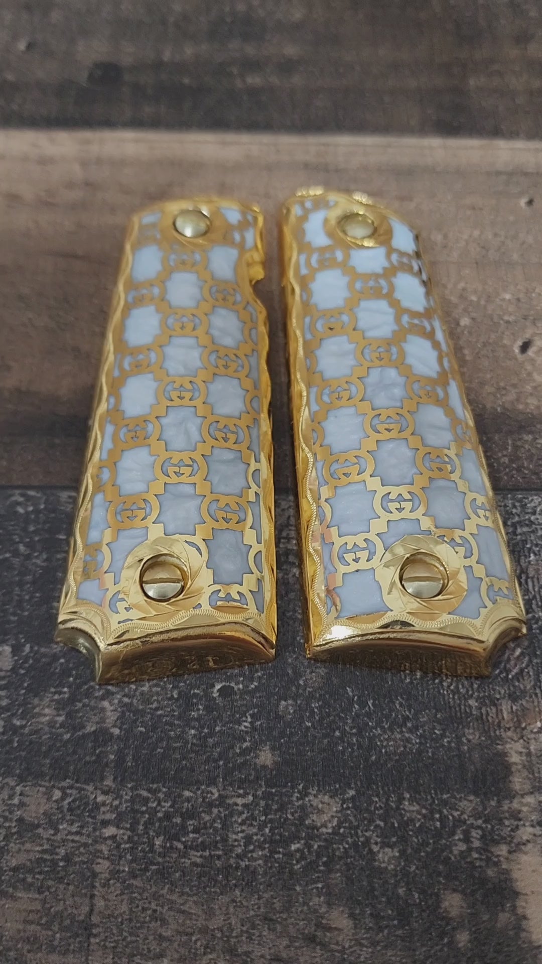 Cachas 1911 full size mexican luxury style gun grips narco premium goodies 24k gold plated