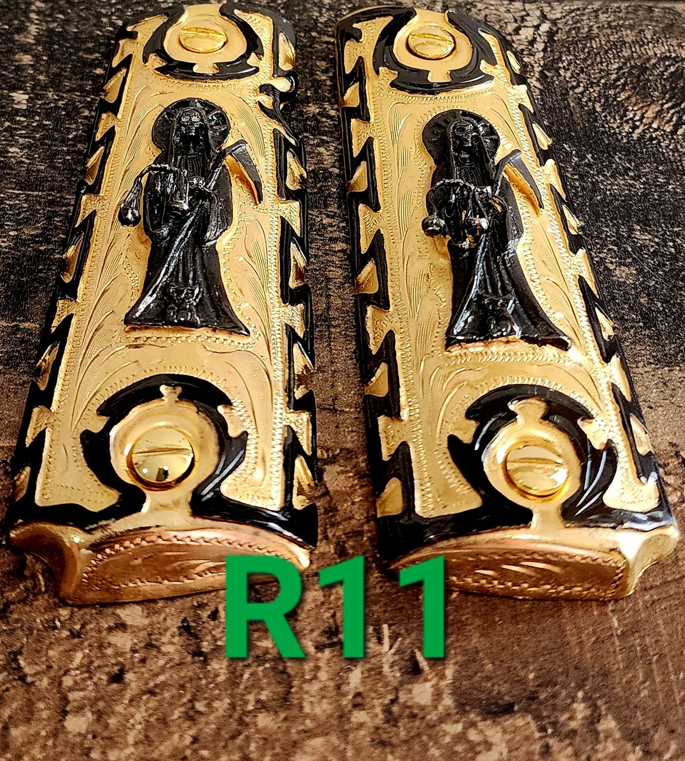 1911 santa muerte holy reaper many mexican styles government gun grips cachas 24k gold plated