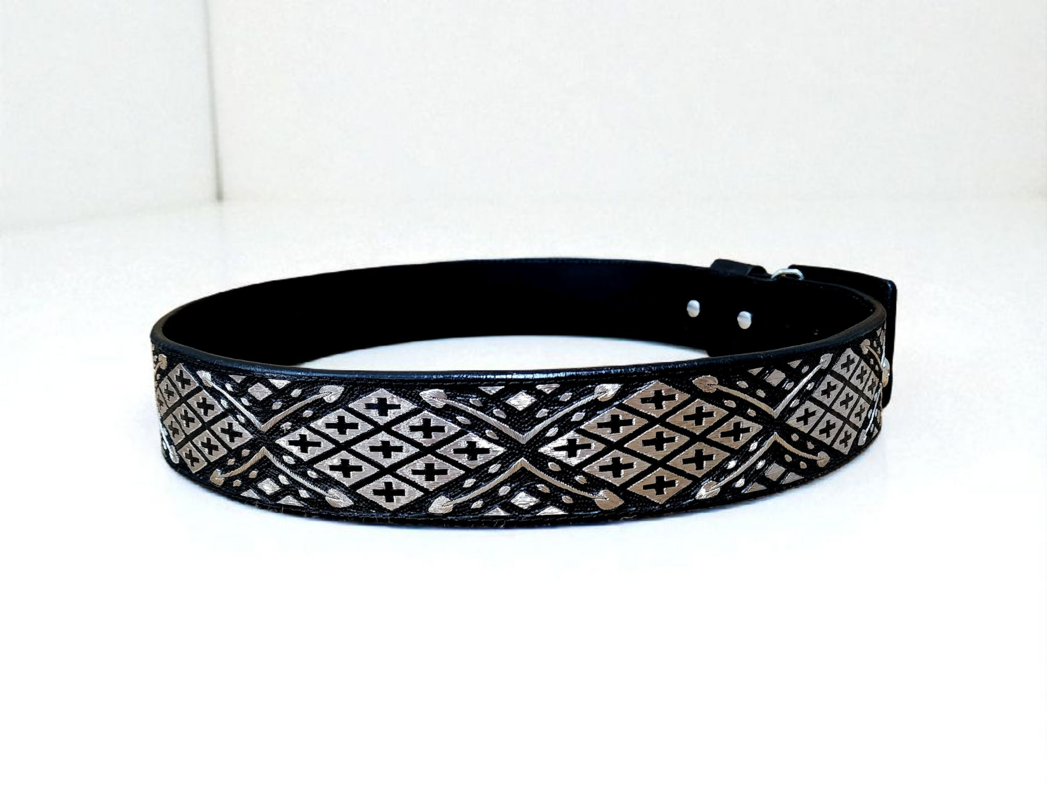 Cinturon belt cincho fajo pitiado cruces enbroidered hilo de plata real 925 100% trabajo artesanal mexicano