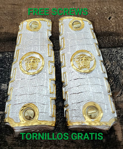 1911 medusas narco mexican style government gun grips cachas 24k gold plated