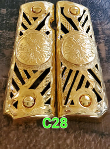 Centenarios coin many styles 1911 full size mexican premium gun grips cachas gold plated