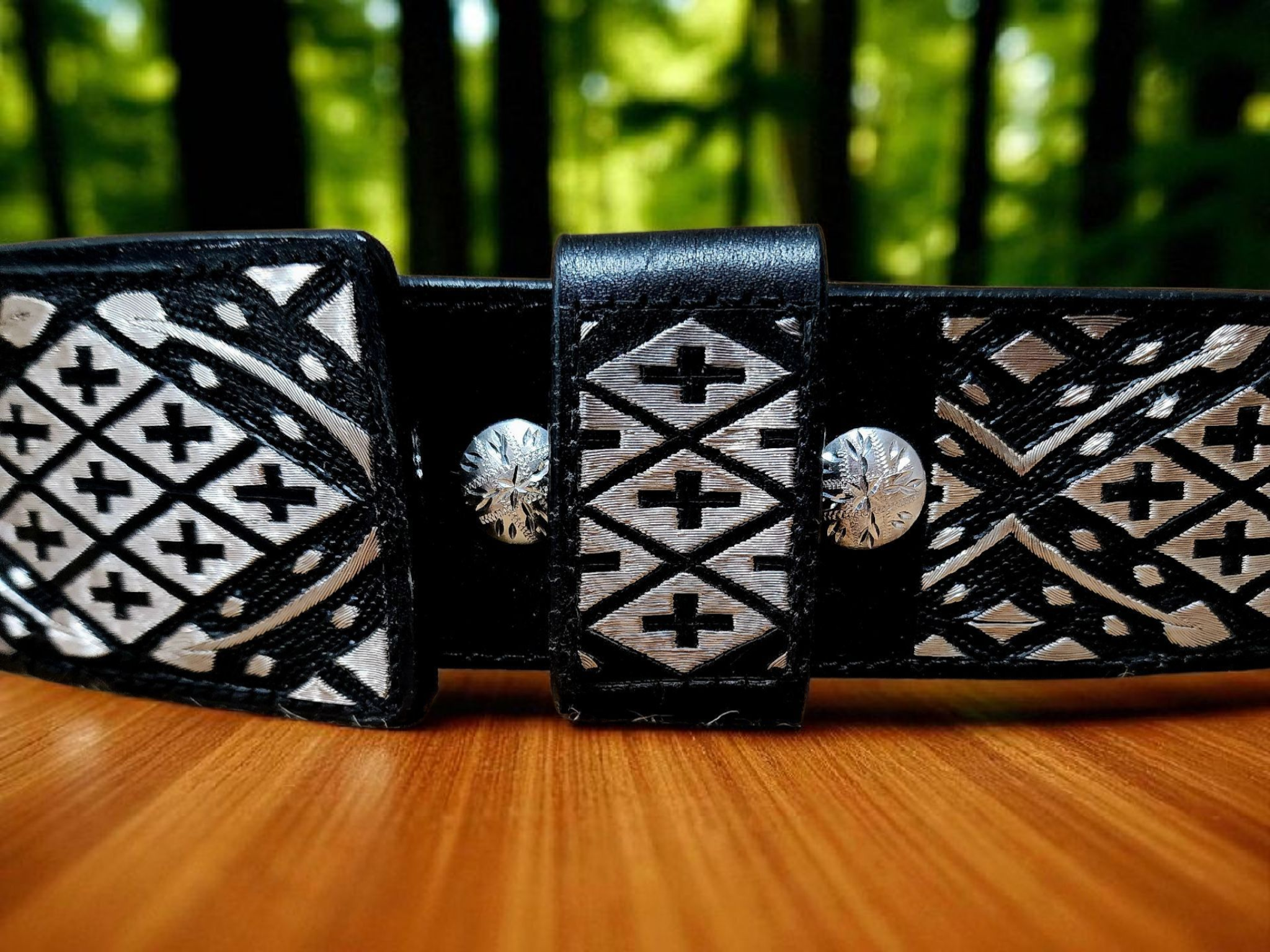 Cinturon belt cincho fajo pitiado cruces enbroidered hilo de plata real 925 100% trabajo artesanal mexicano