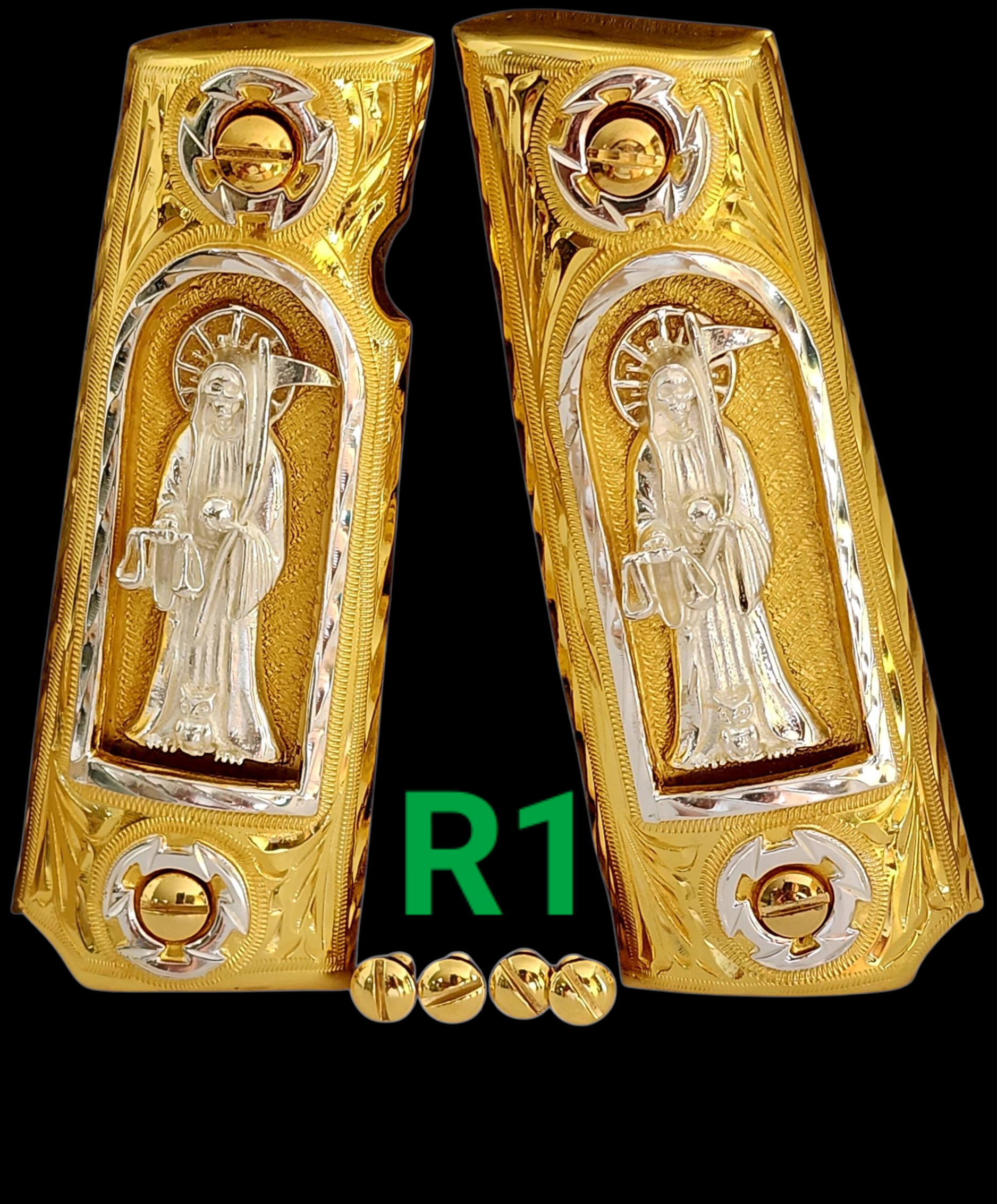 1911 santa muerte holy reaper many mexican styles government gun grips cachas 24k gold plated