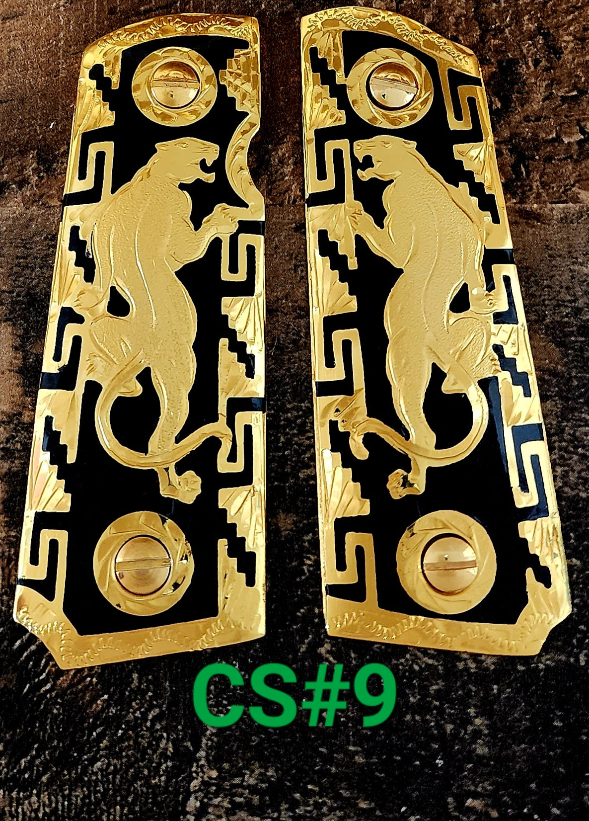 1911 compact size gun grips 24k gold plated cachas mexicanas chapeadas de oro