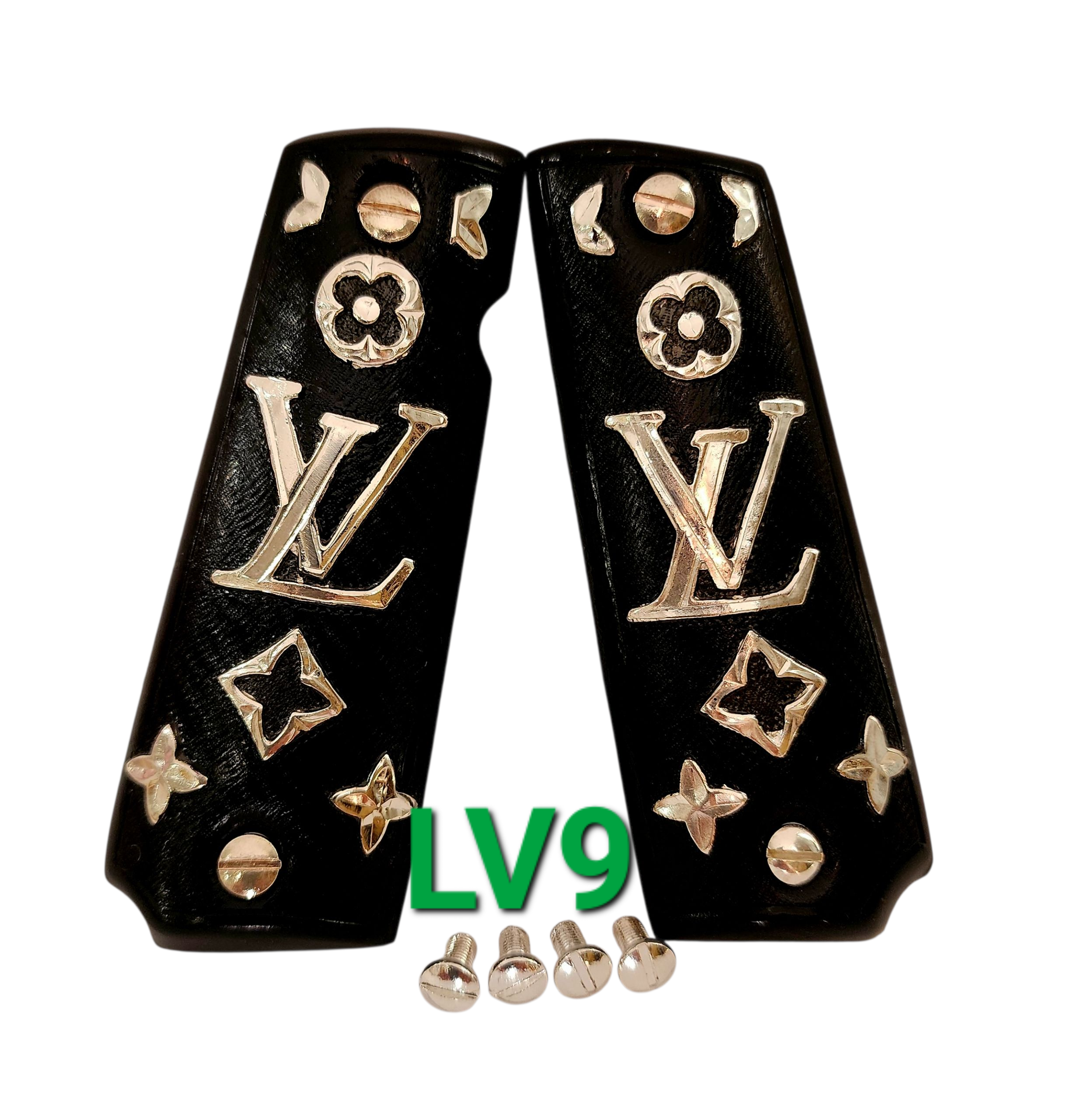 1911 luxury goods narco mexican style government gun grips cachas 24k gold plated