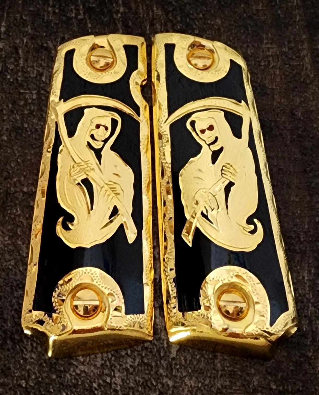 1911 santa muerte holy reaper many mexican styles government gun grips cachas 24k gold plated