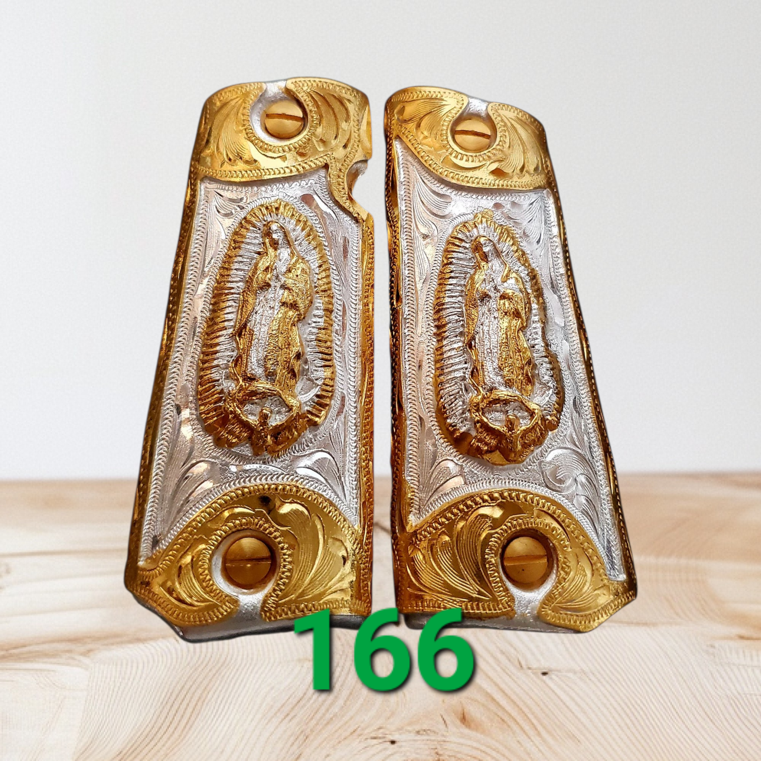 1911 cachas virgen mexican style government gun virgin mary grips 24k gold plated