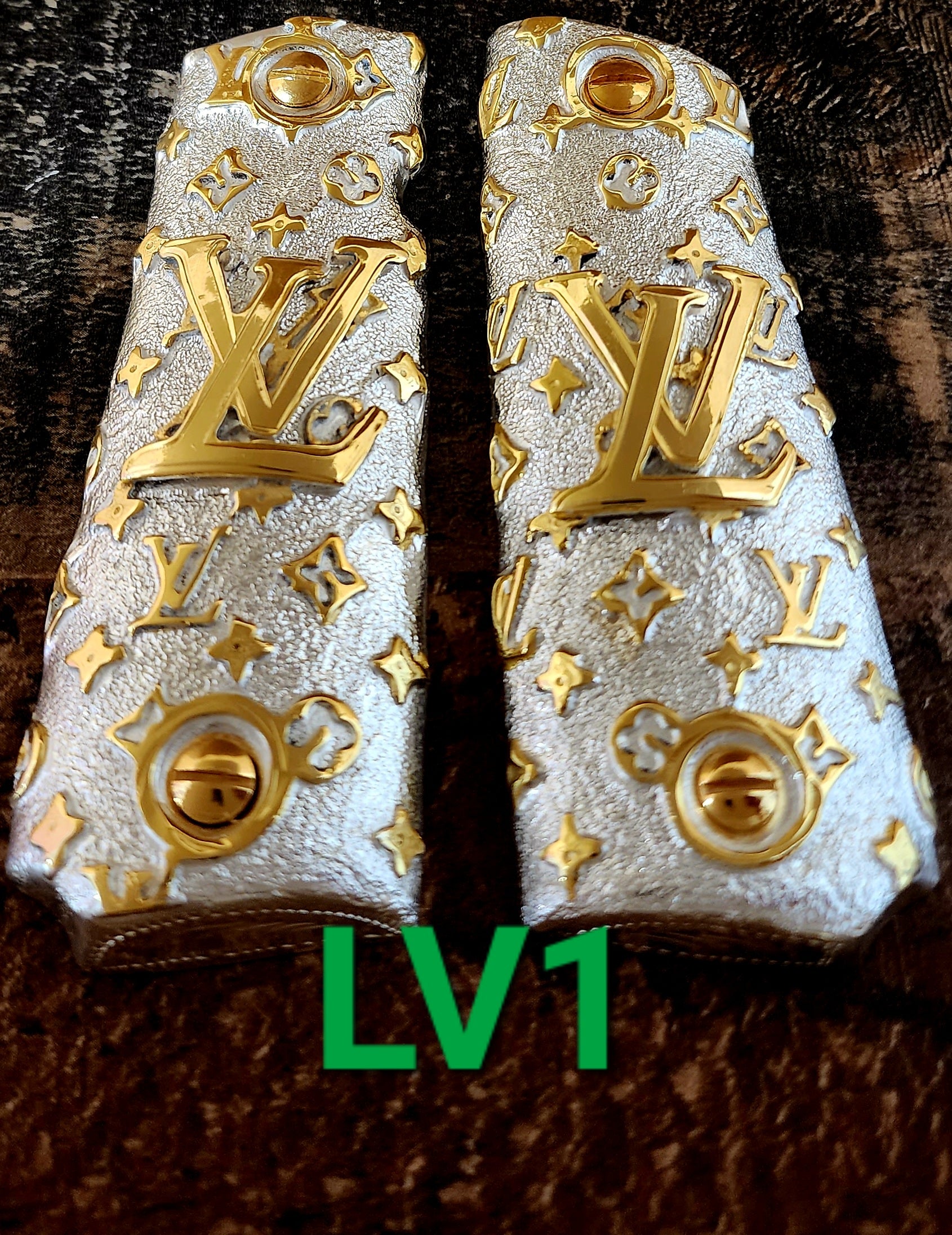 1911 luxury goods narco mexican style government gun grips cachas 24k gold plated