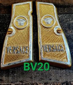 Browning highpower many mexican style grips cachas Handmade engraved 24k gold plated