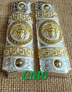 1911 medusas narco mexican style government gun grips cachas 24k gold plated