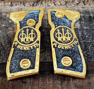 Premium pietro beretta 92fs mexican narco style grips 24k gold Plated custom made engraved