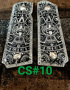 1911 compact size gun grips 24k gold plated cachas mexicanas chapeadas de oro