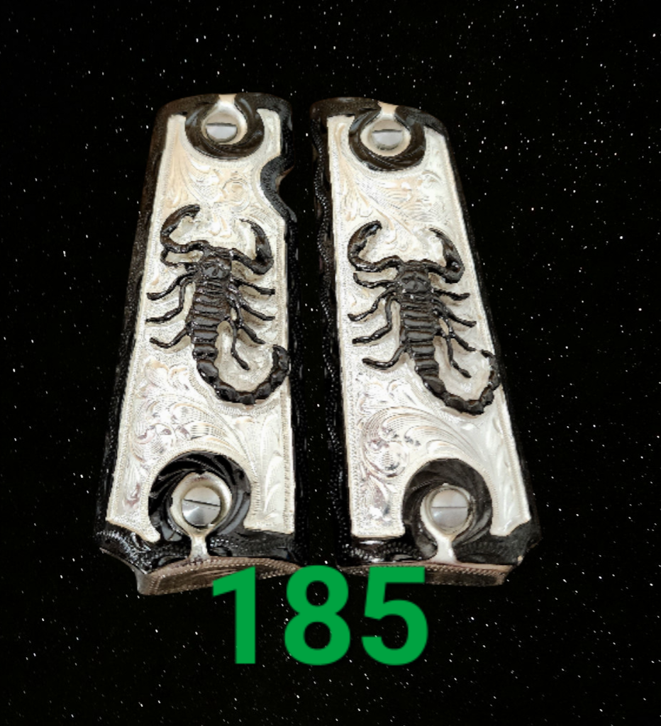 1911 scorpion alacran narco mexican style government gun grips cachas 24k gold plated