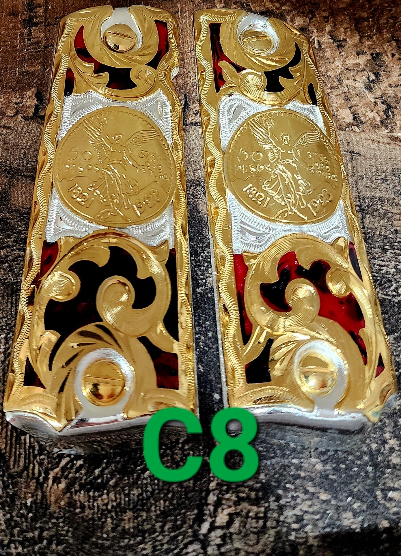 Centenarios coin many styles 1911 full size mexican premium gun grips cachas gold plated