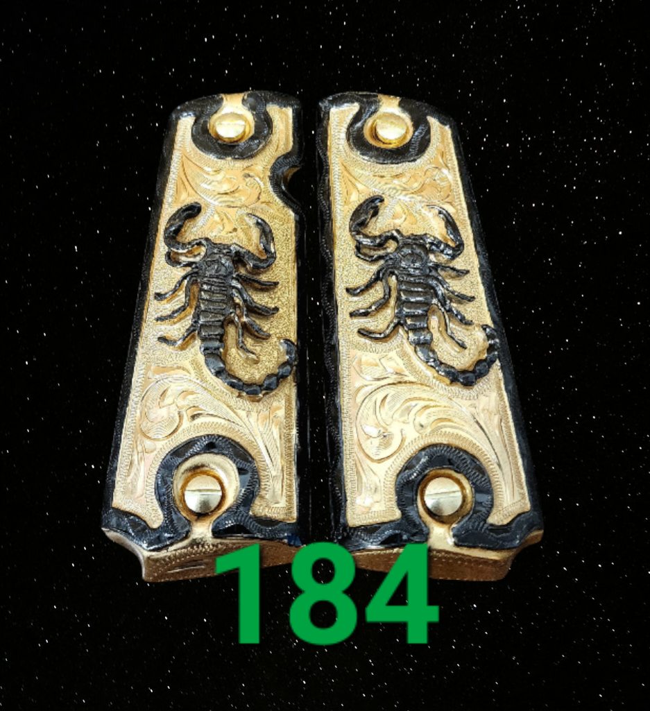 1911 scorpion alacran narco mexican style government gun grips cachas 24k gold plated