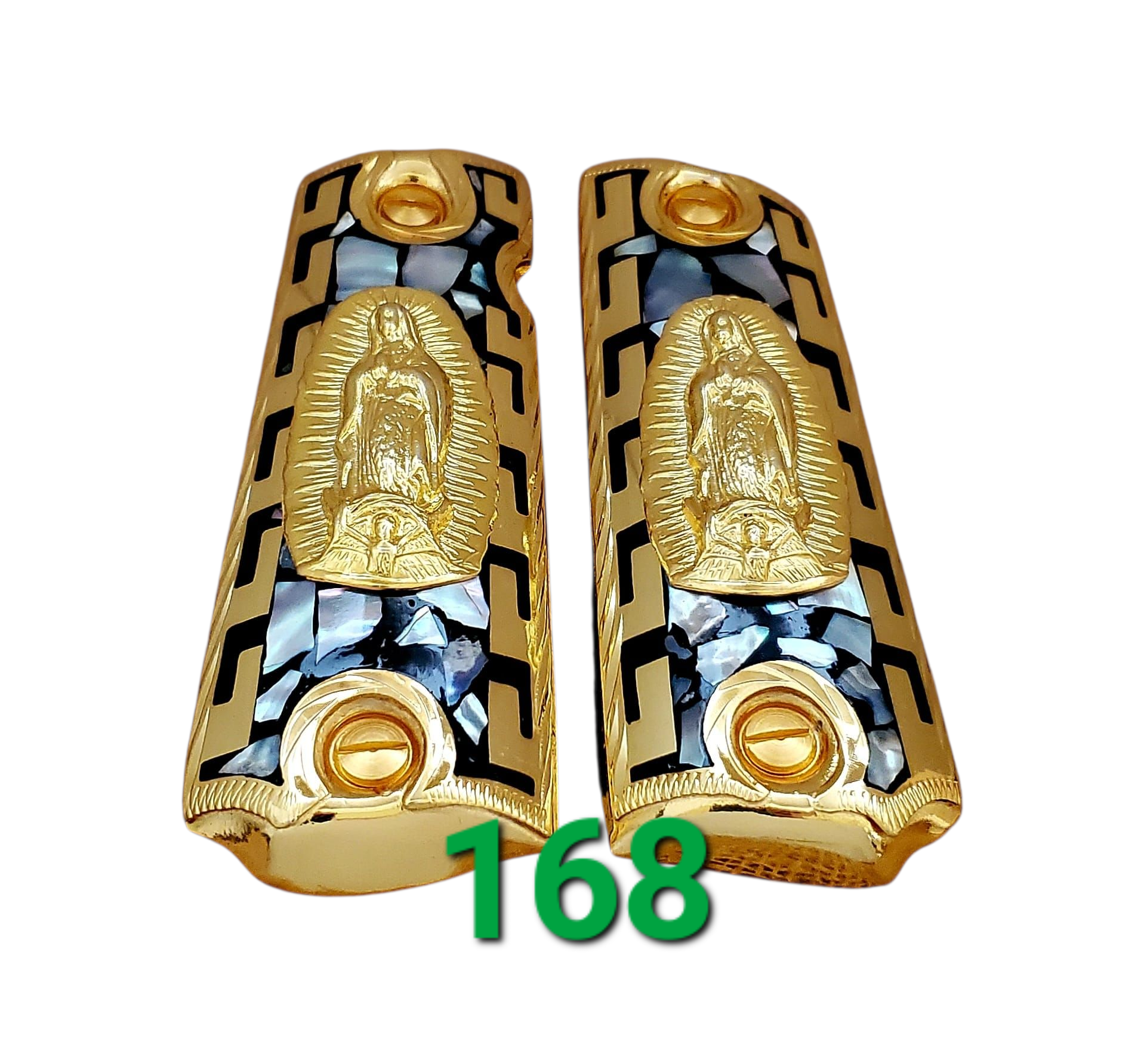 1911 cachas virgen mexican style government gun virgin mary grips 24k gold plated