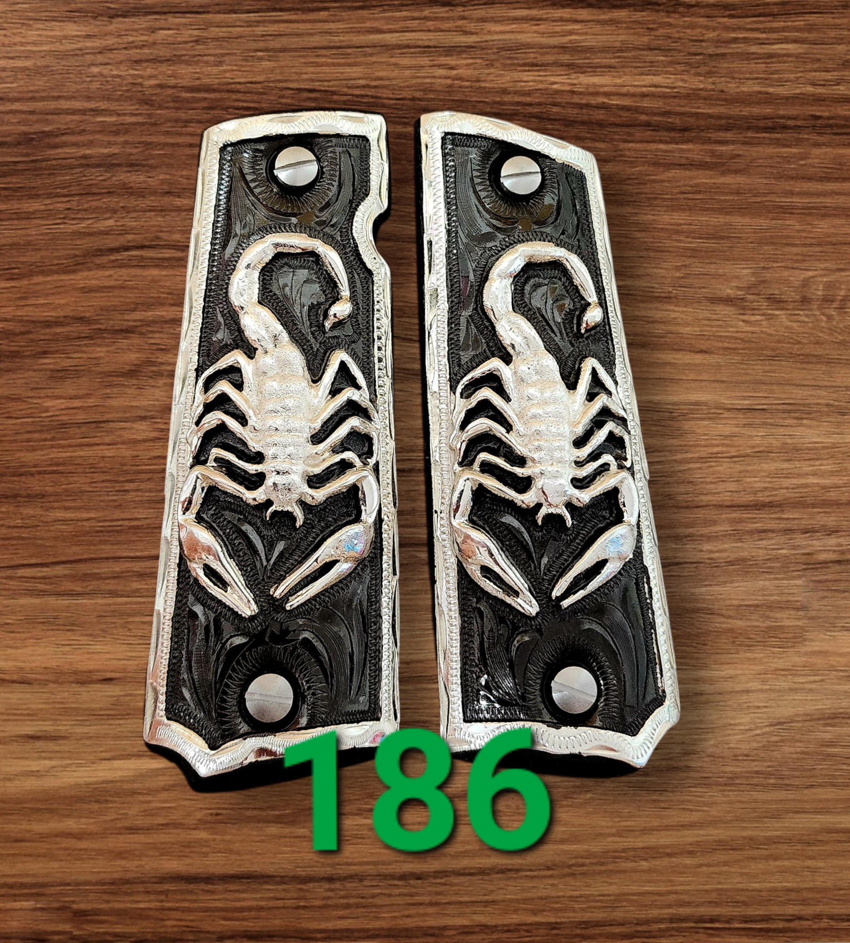 1911 scorpion alacran narco mexican style government gun grips cachas 24k gold plated