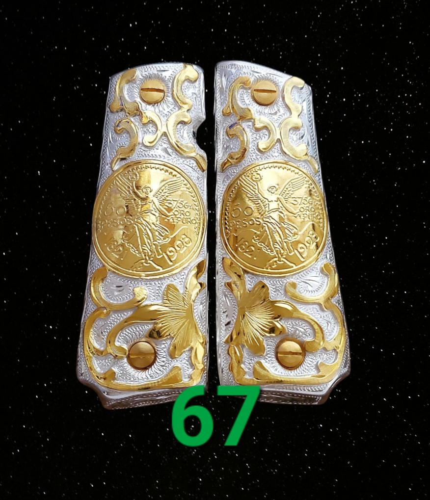 Centenarios coin many styles 1911 full size mexican premium gun grips cachas gold plated