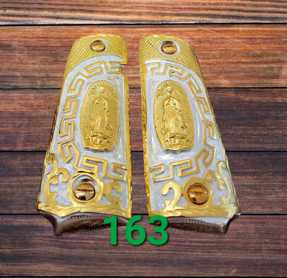 1911 cachas virgen mexican style government gun virgin mary grips 24k gold plated
