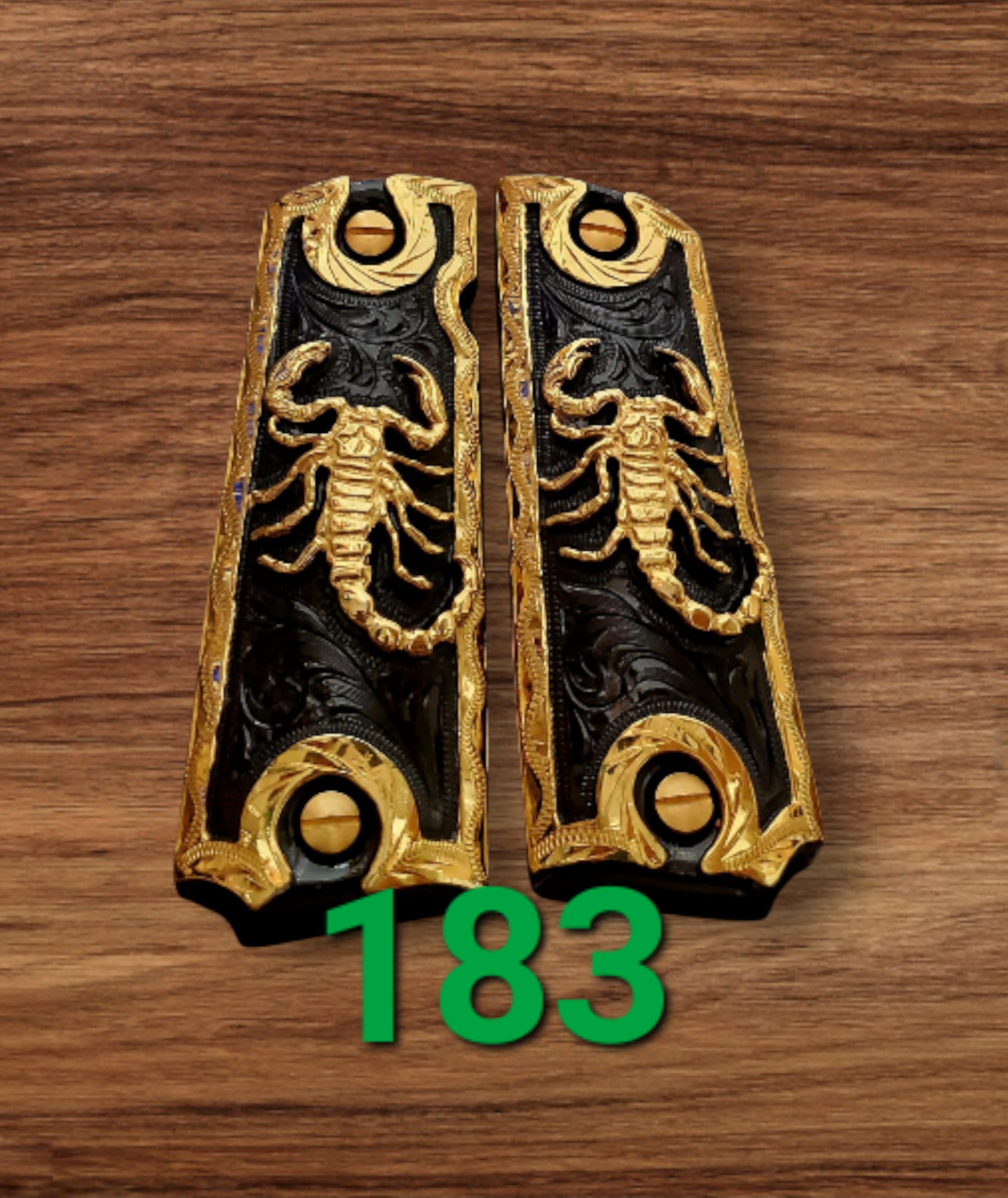 1911 scorpion alacran narco mexican style government gun grips cachas 24k gold plated