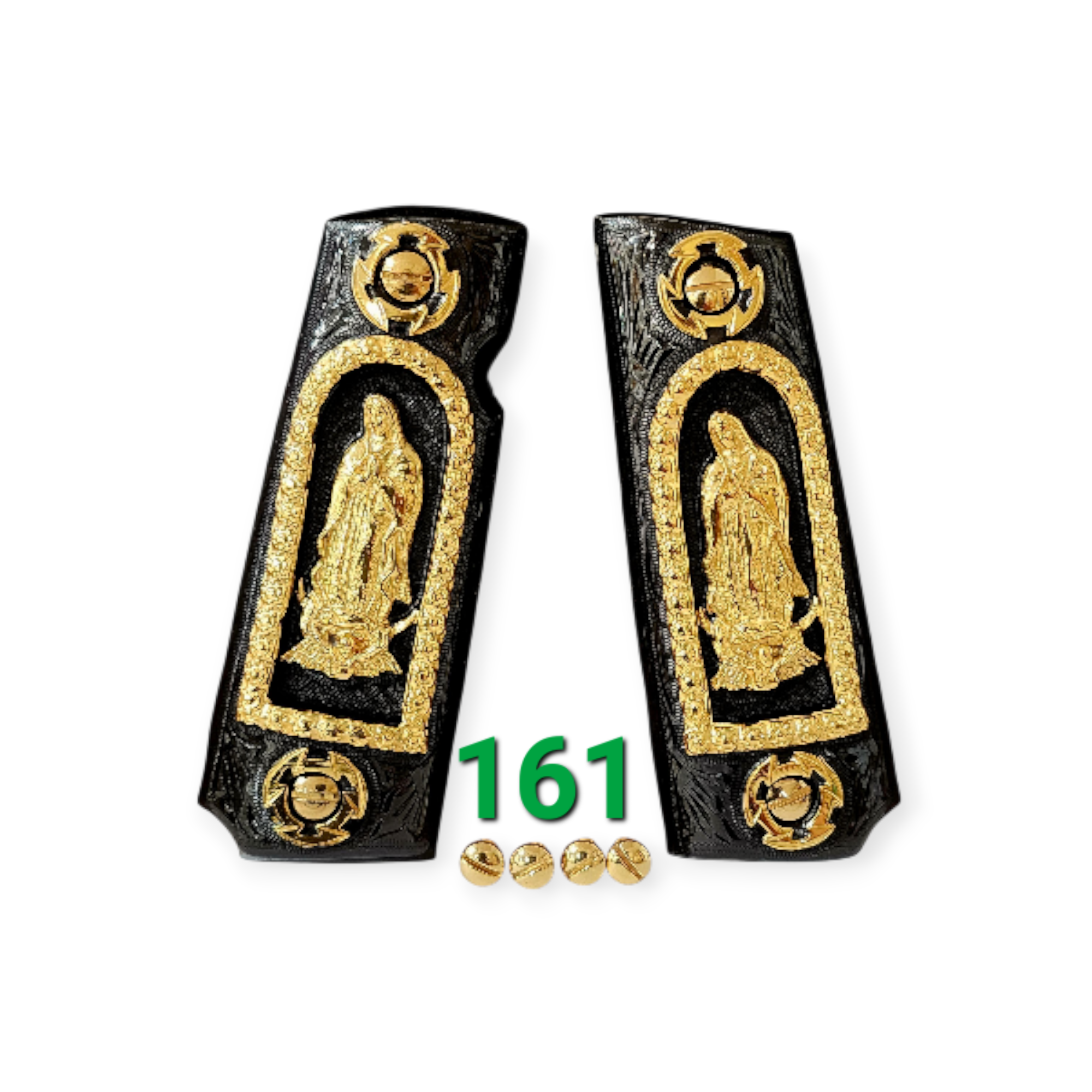 1911 cachas virgen mexican style government gun virgin mary grips 24k gold plated