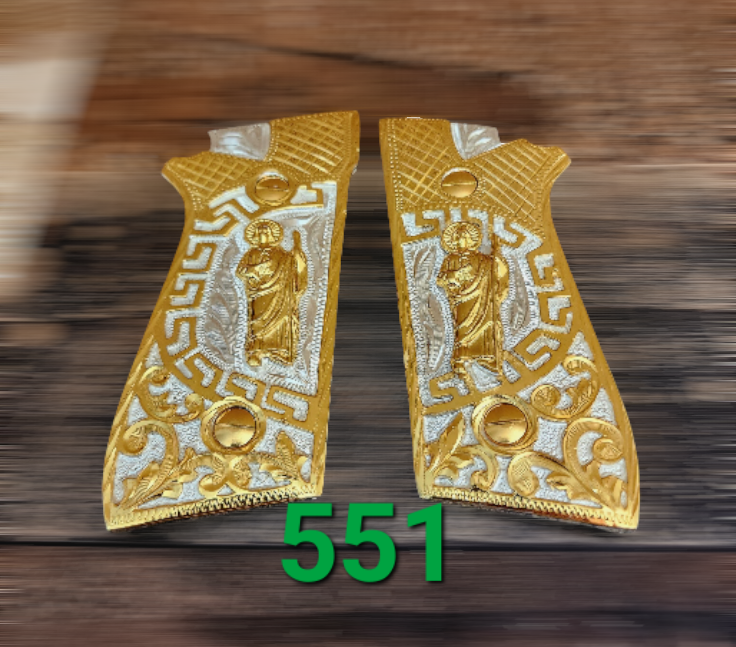 Taurus pt92 mexican style grips cachas gun pistol premium 24k gold Plated