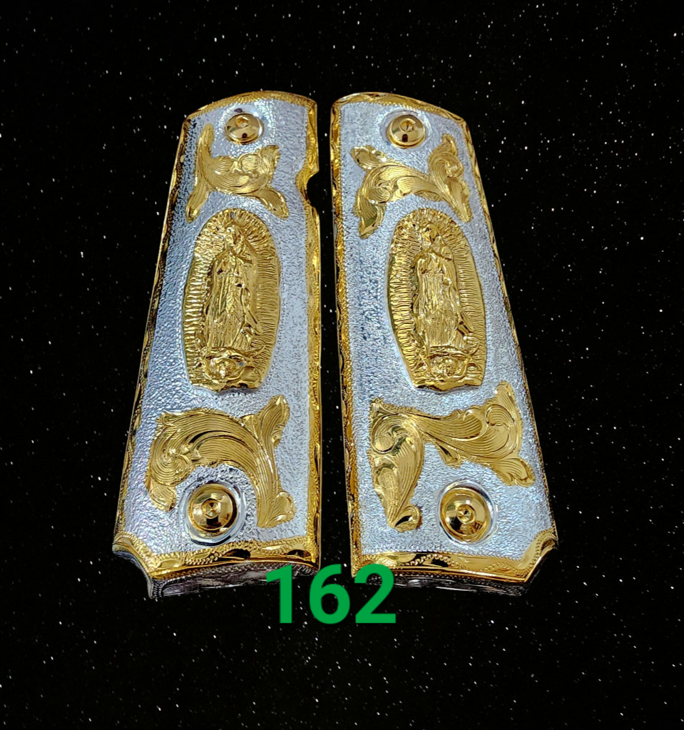 1911 cachas virgen mexican style government gun virgin mary grips 24k gold plated