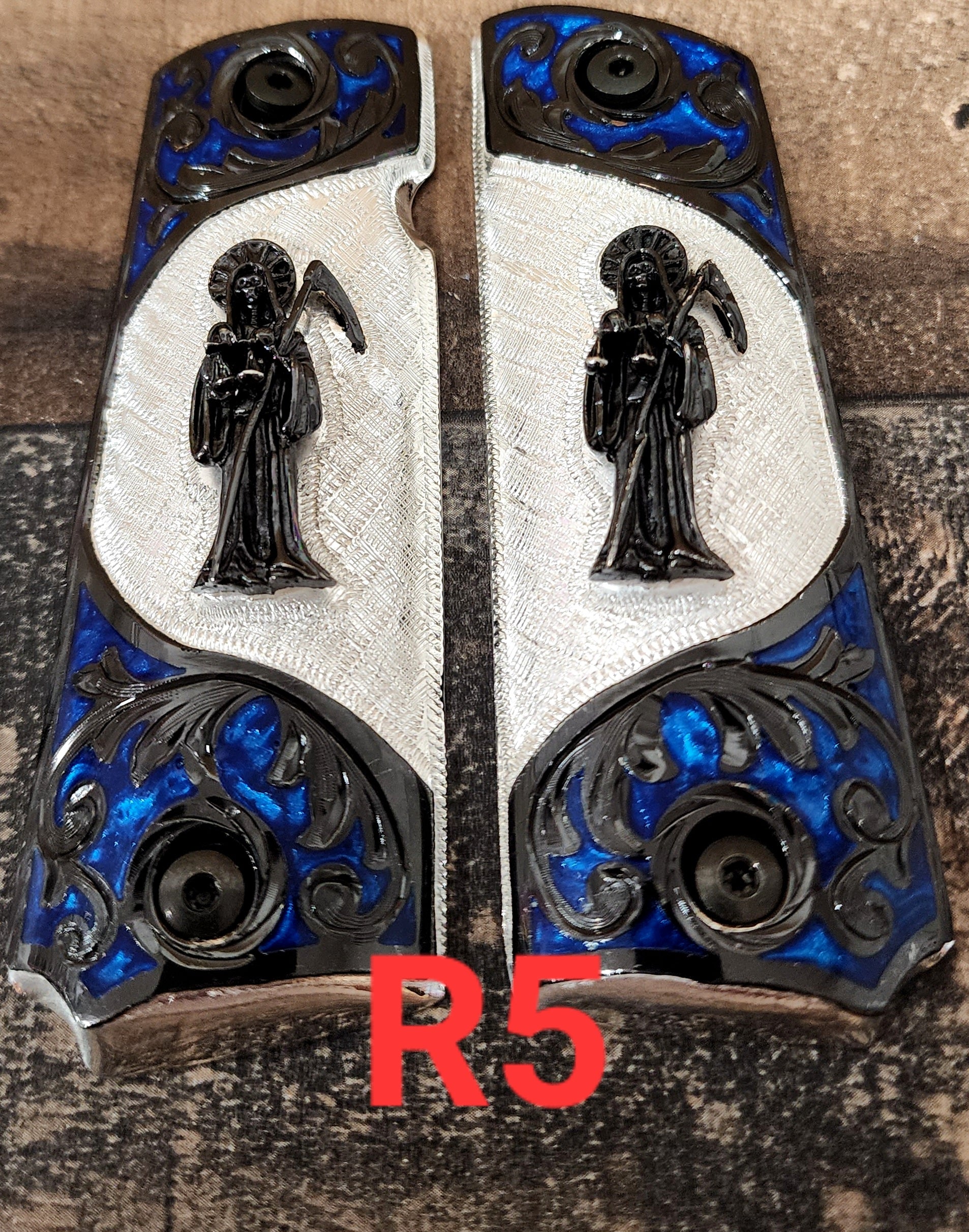 1911 santa muerte holy reaper many mexican styles government gun grips cachas 24k gold plated