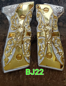 San judas saint jude custom made premium cachas pistol grips 24k gold Plated beretta 92fs