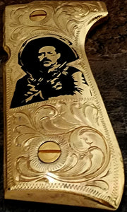 Pancho villa centauro del norte grips cachas pietro Beretta 92fs 24k gold plated