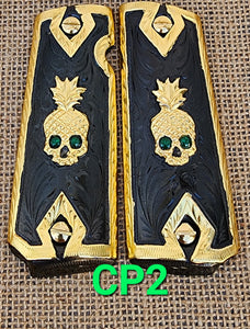 Cachas piña pineapple 24k gold plated narco style gun grips cachas1911full size