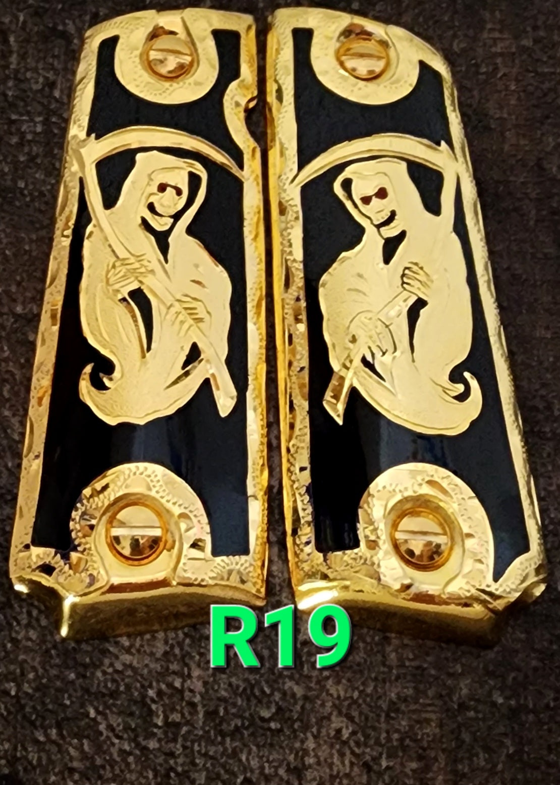 1911 santa muerte holy reaper many mexican styles government gun grips cachas 24k gold plated