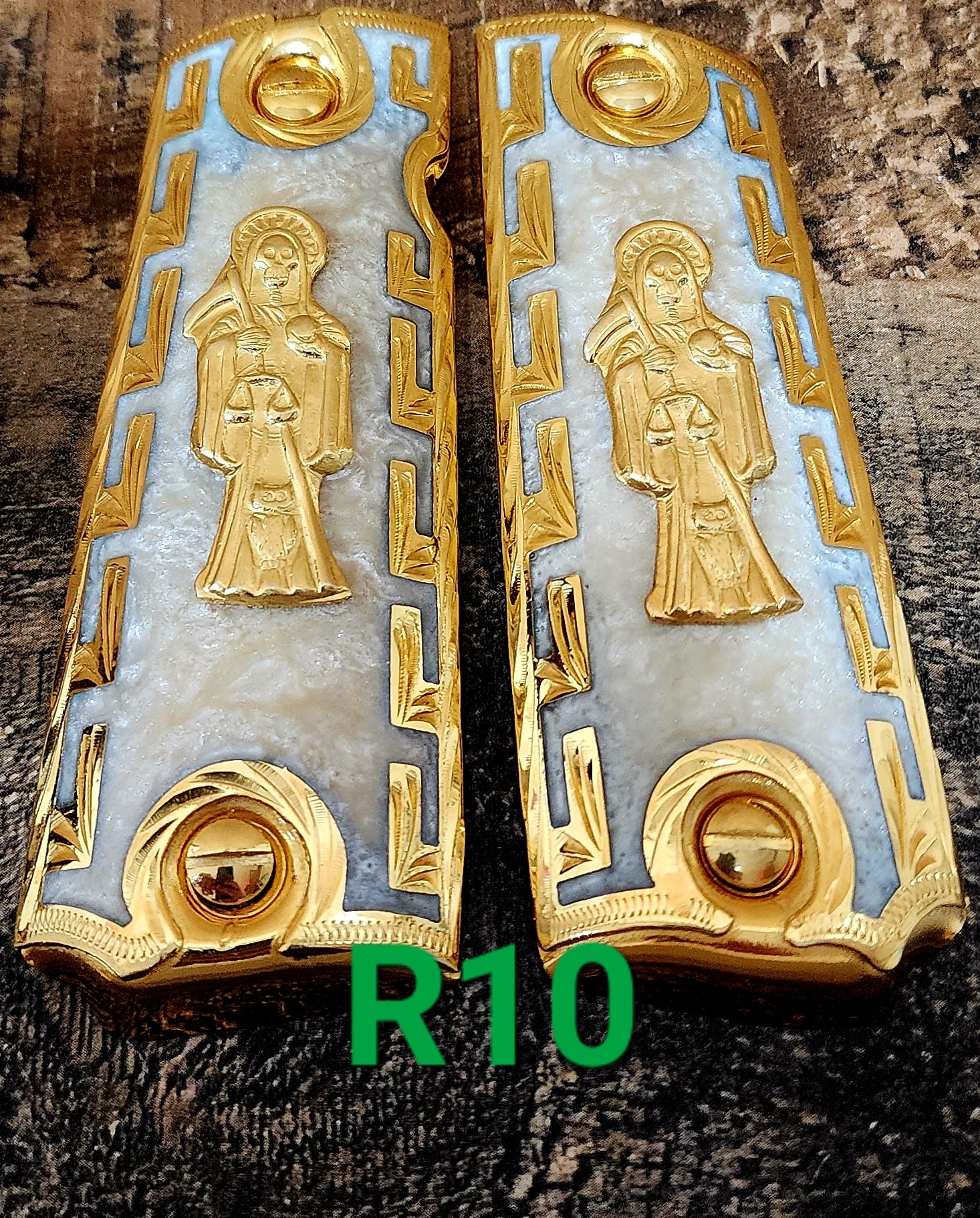 1911 santa muerte holy reaper many mexican styles government gun grips cachas 24k gold plated