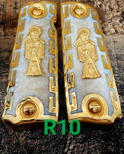 1911 santa muerte holy reaper many mexican styles government gun grips cachas 24k gold plated
