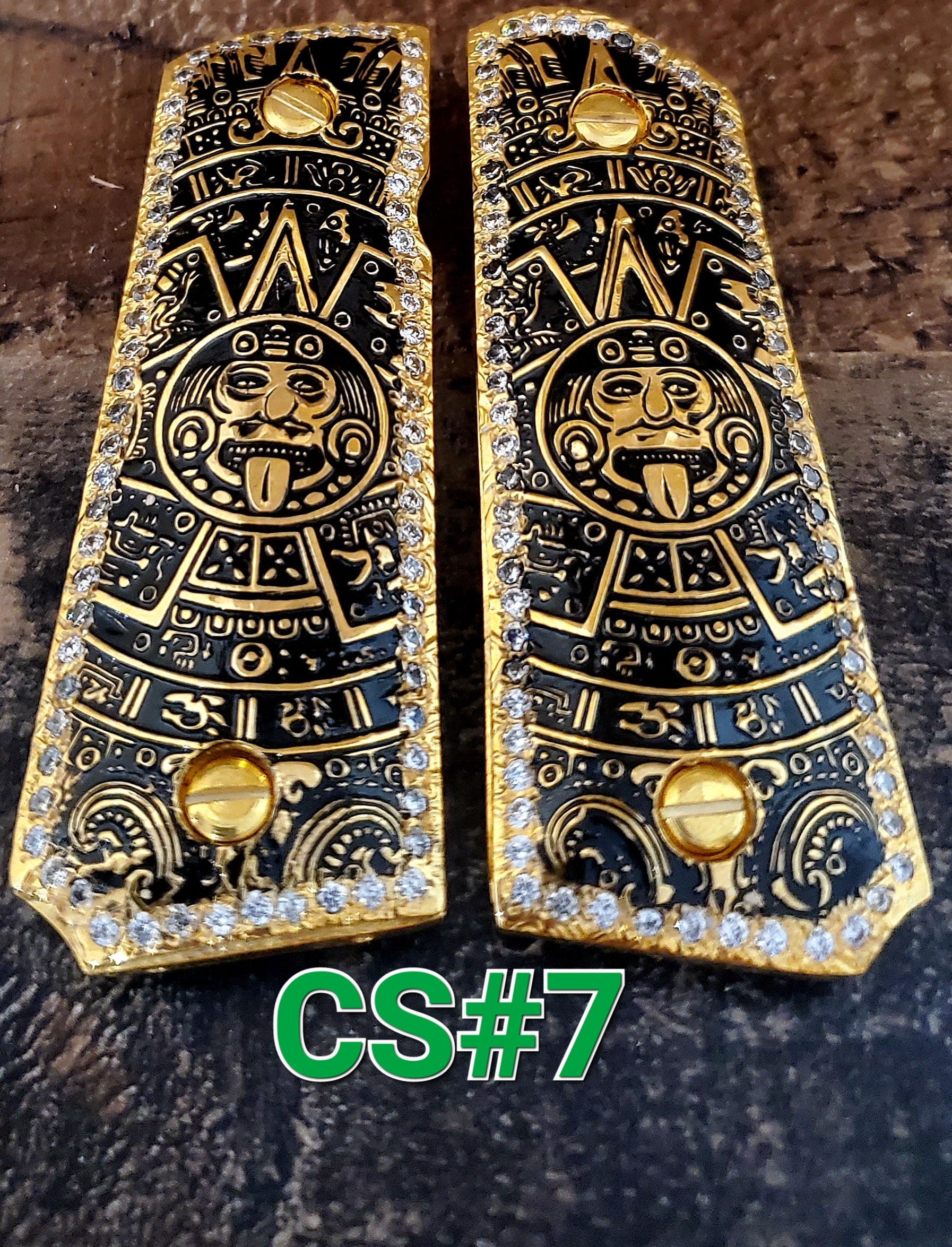 1911 compact size gun grips 24k gold plated cachas mexicanas chapeadas de oro