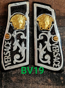 Browning highpower many mexican style grips cachas Handmade engraved 24k gold plated