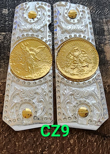 Zirconias 1911 full size many mexican styles government gun grips cachas negras,plateadas y chapa de oro