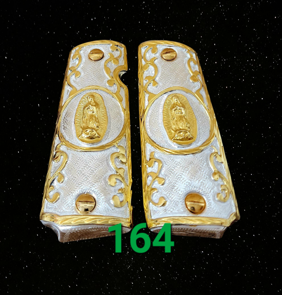 1911 cachas virgen mexican style government gun virgin mary grips 24k gold plated
