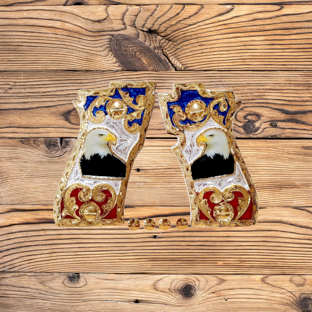 Cachas Beretta cheetah 84 Mexican handmade Beretta 81F, 81 FS, 84 F, 84 FS Compatible Gold Plated Grip