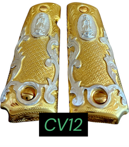 1911 cachas virgen mexican style government gun virgin mary grips 24k gold plated