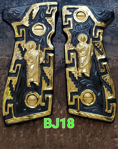 San judas saint jude custom made premium cachas pistol grips 24k gold Plated beretta 92fs