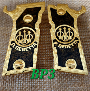 Beretta 92X performance 9mm custom mexican premium cachas de pistola gun grips gold plated