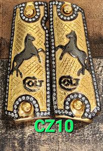 Zirconias 1911 full size many mexican styles government gun grips cachas negras,plateadas y chapa de oro