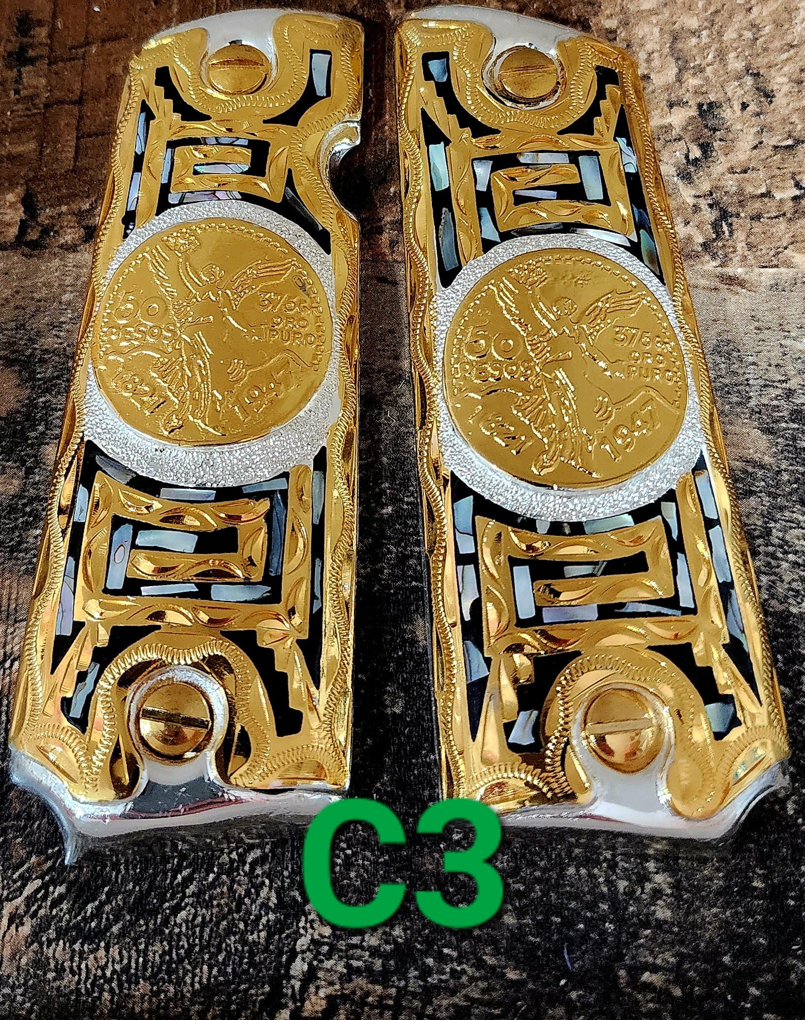 Centenarios coin many styles 1911 full size mexican premium gun grips cachas gold plated