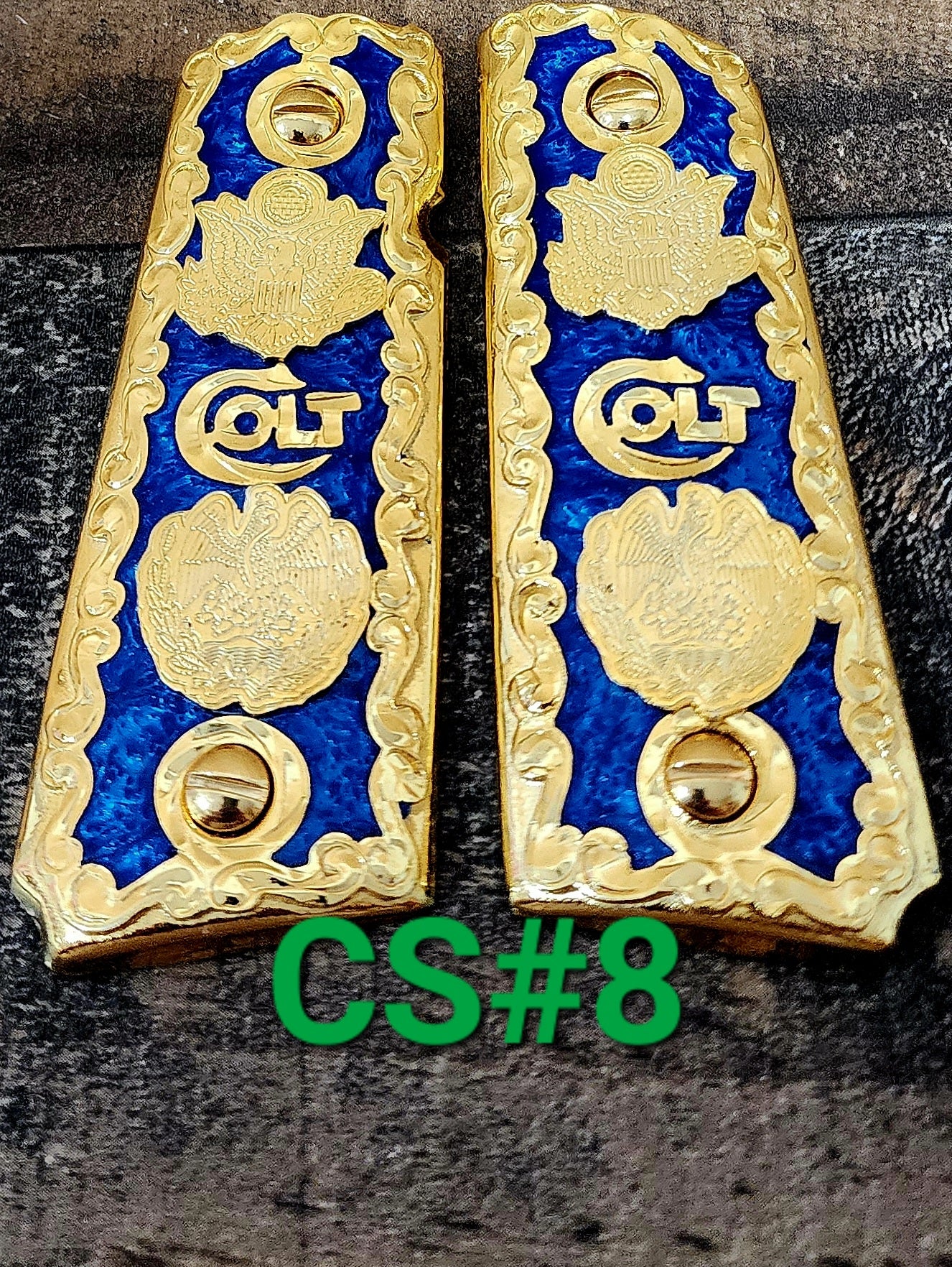 1911 compact size gun grips 24k gold plated cachas mexicanas chapeadas de oro